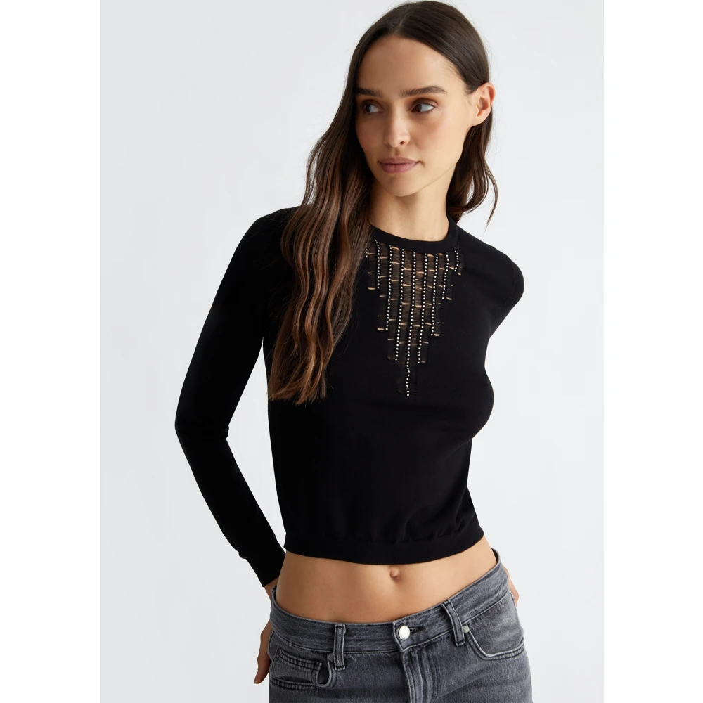 Liu Jo Sprankelende Strass Top Black Dames
