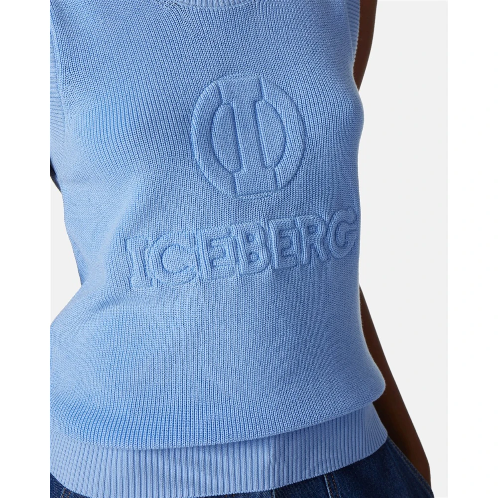 Iceberg Logo Gebreid Vest Blue Dames