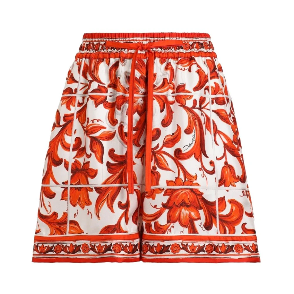 Dolce & Gabbana Majolica-Print Twill Shorts - Female - Short Shorts - Multicolor - Xs - Shorts