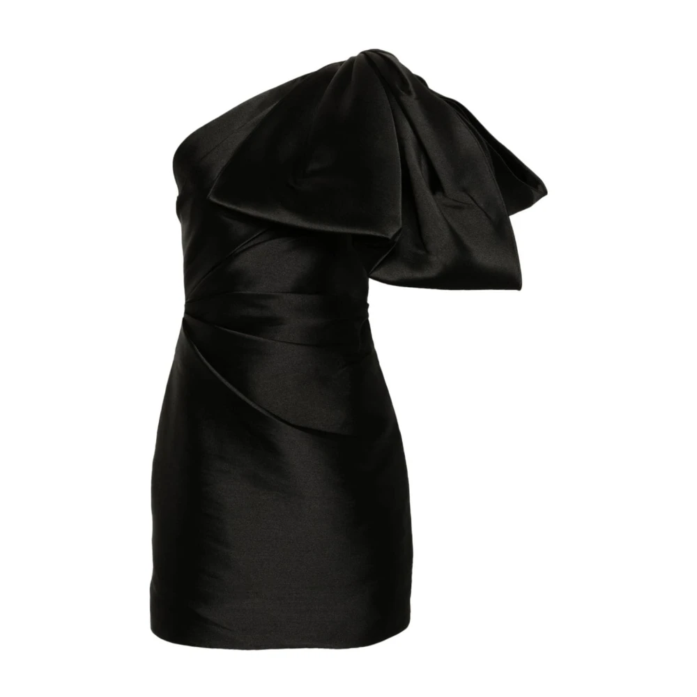 Solace London Zwarte Eén-Schouder Boog Jurk Black Dames