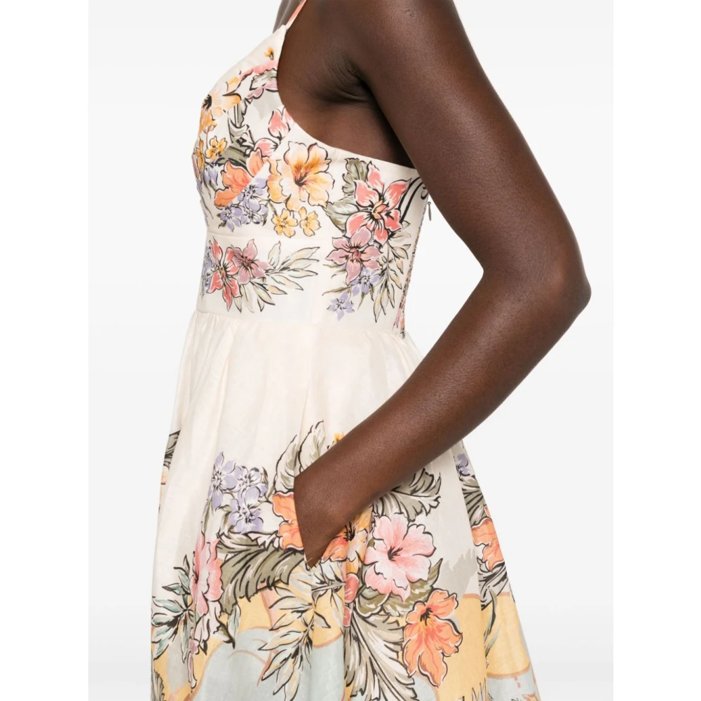 Zimmermann Witte Linnen Trapeze Jurk White Dames