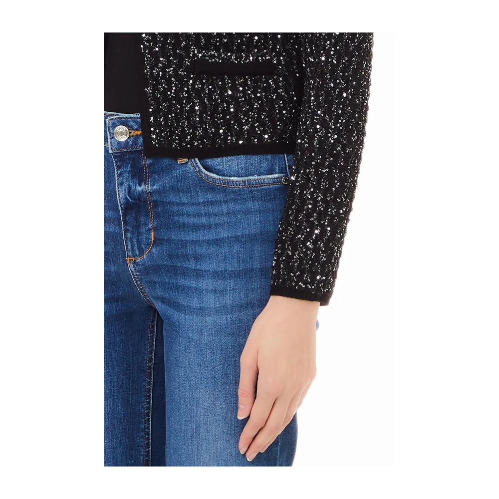 Liu Jo Geknipte lurex gebreide jas Black Dames