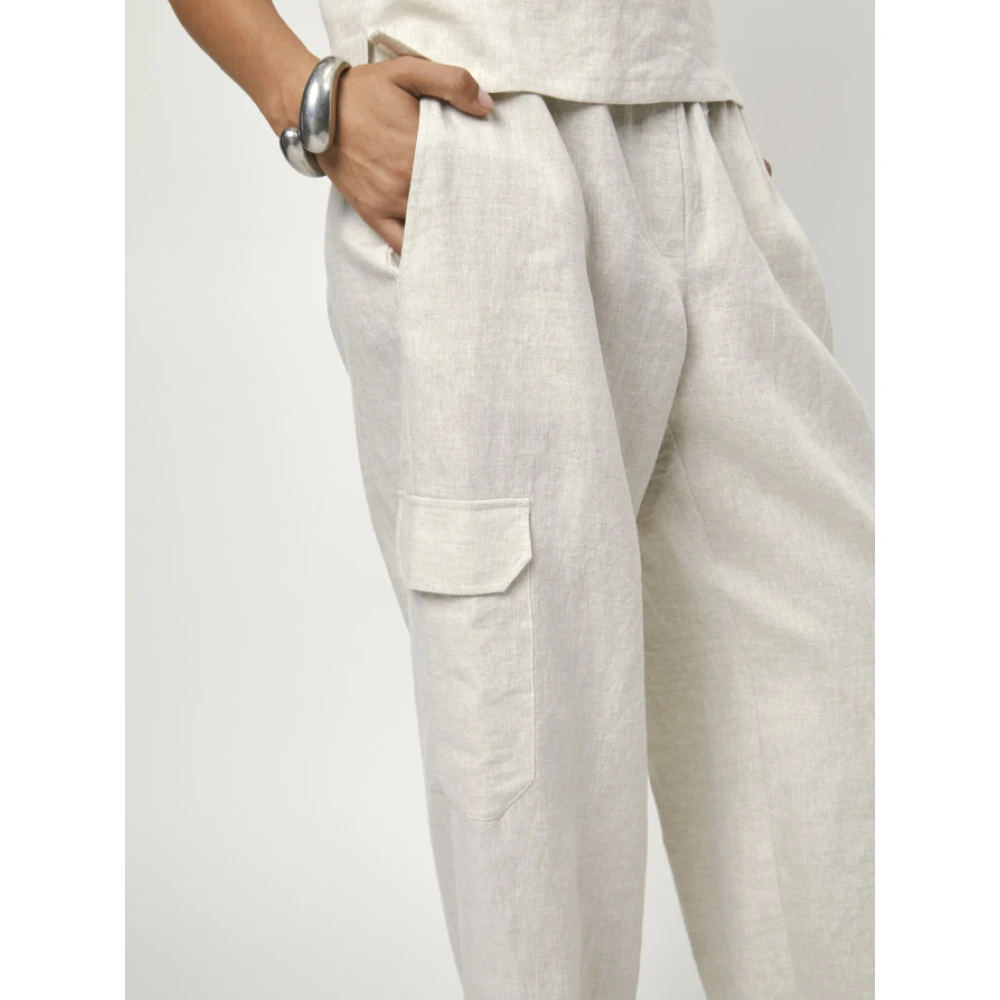 Dante 6 Linnen zomerbroek met trekkoord Gray Dames