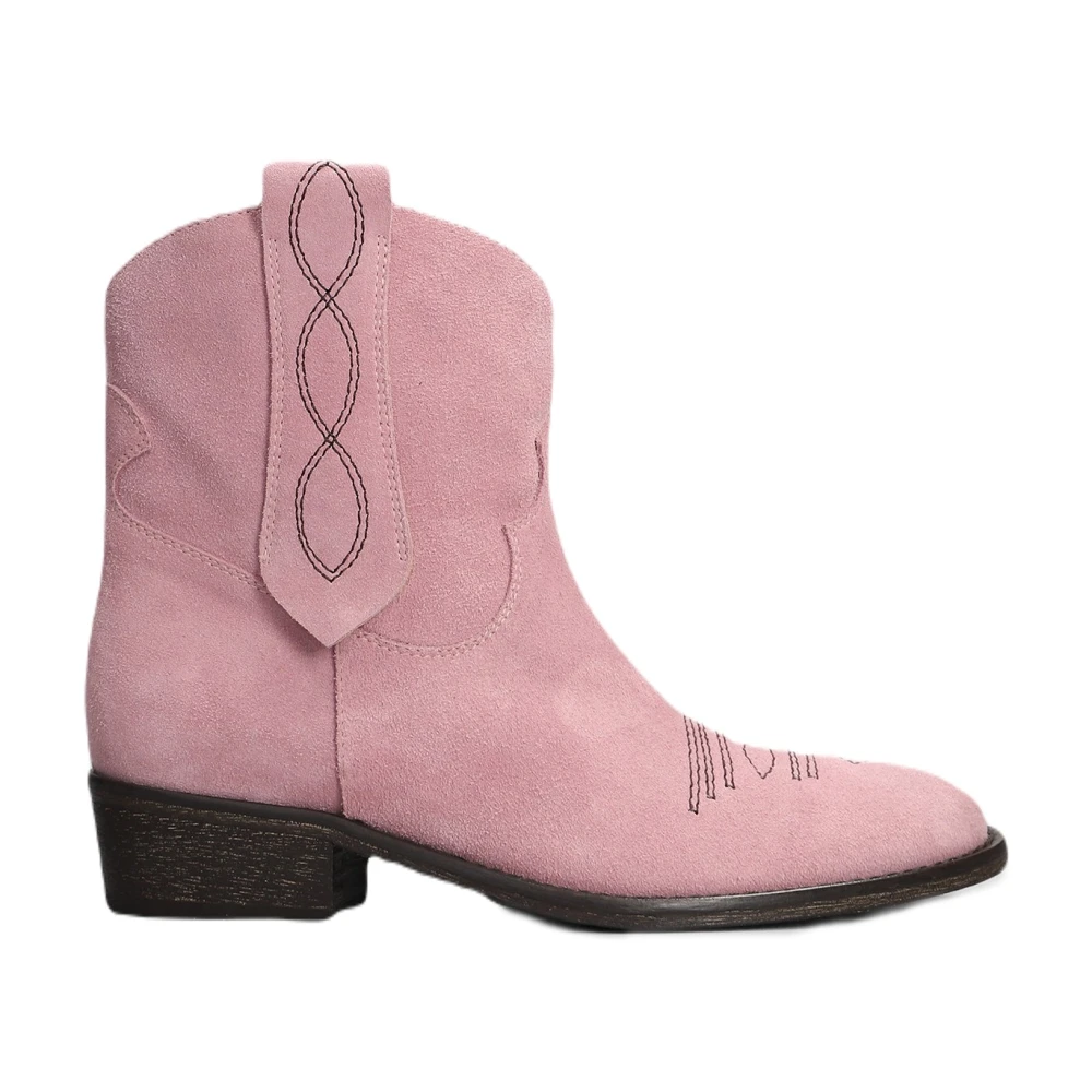 Via Roma 15 Rosa Mocka Låg Texan Stövlar Pink, Dam