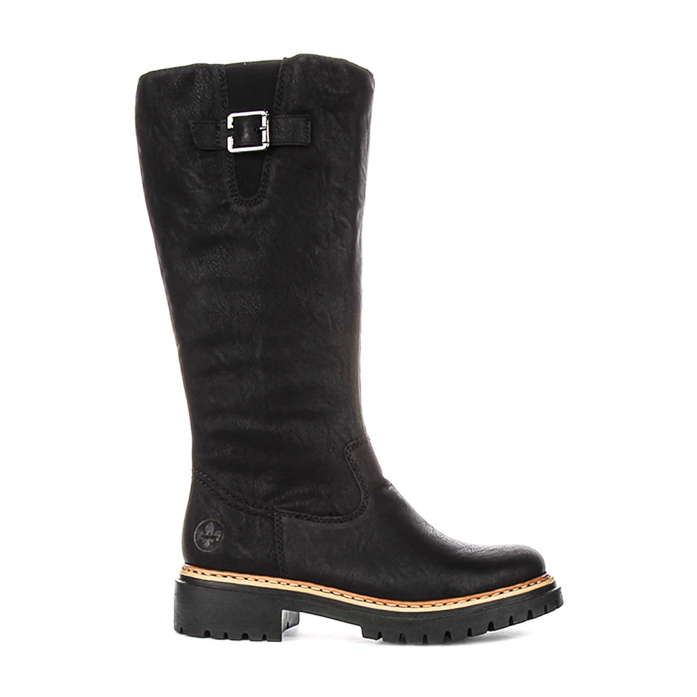 Rieker Black High Boots, Female, 8 Uk, Tall Side Zip Boot
