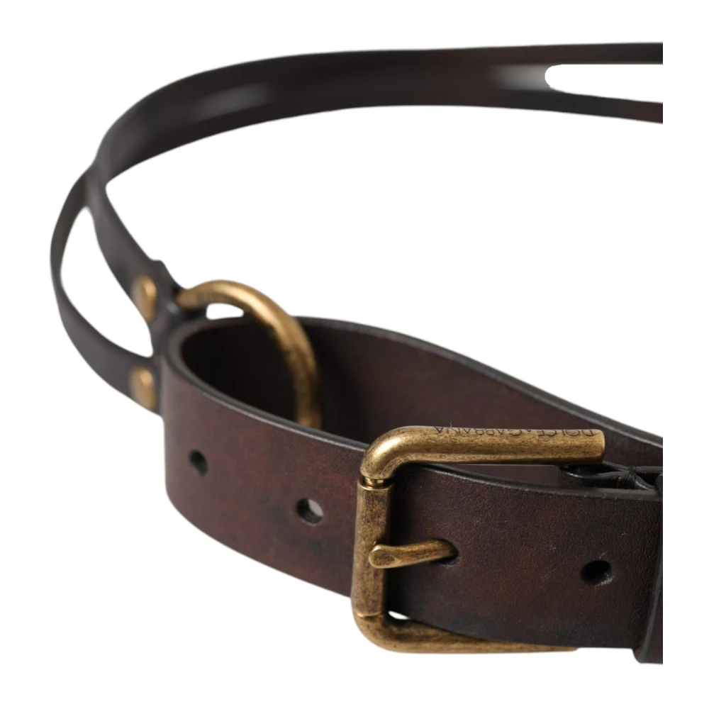 Dolce & Gabbana Gouden Gesp Leren Riem Brown Dames
