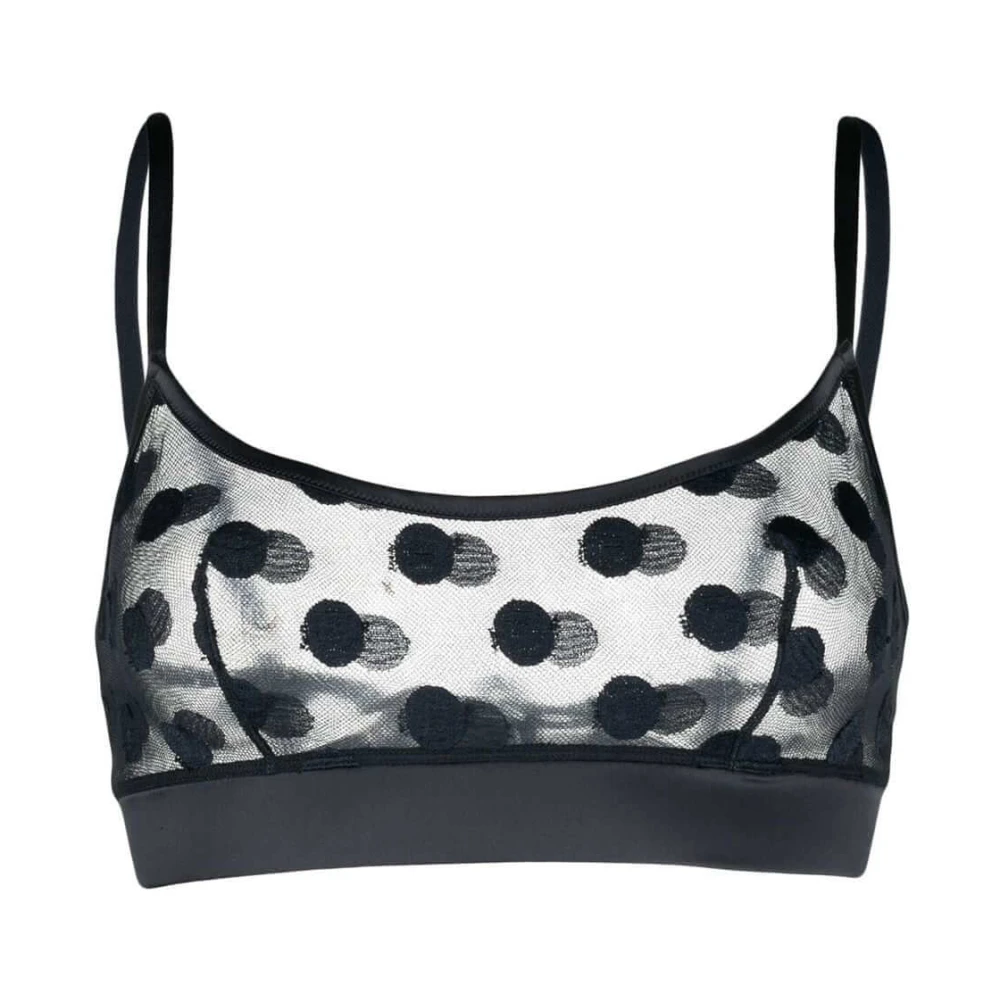 Eres Zwarte doorschijnende kanten beha met polkadots Black Dames