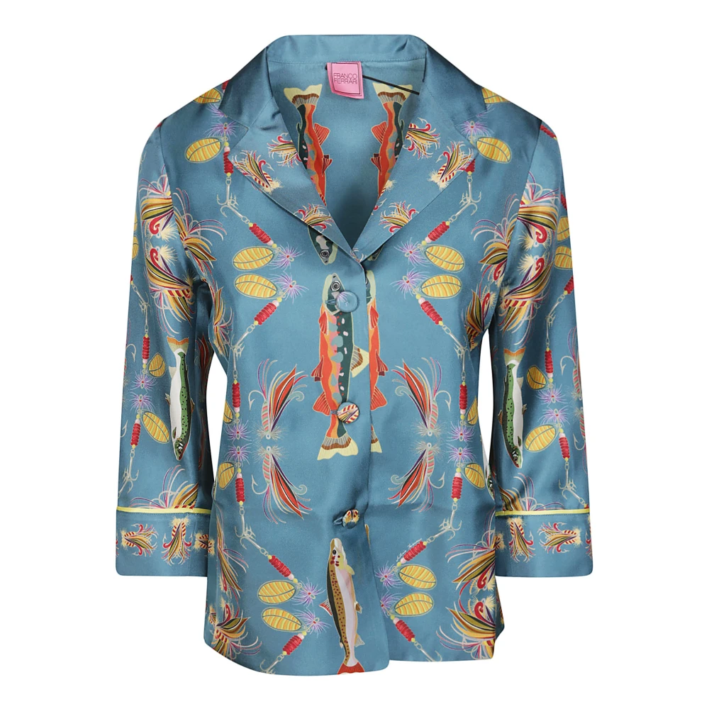 Franco Ferrari Visprint Pyjama Shirt Multicolor Dames
