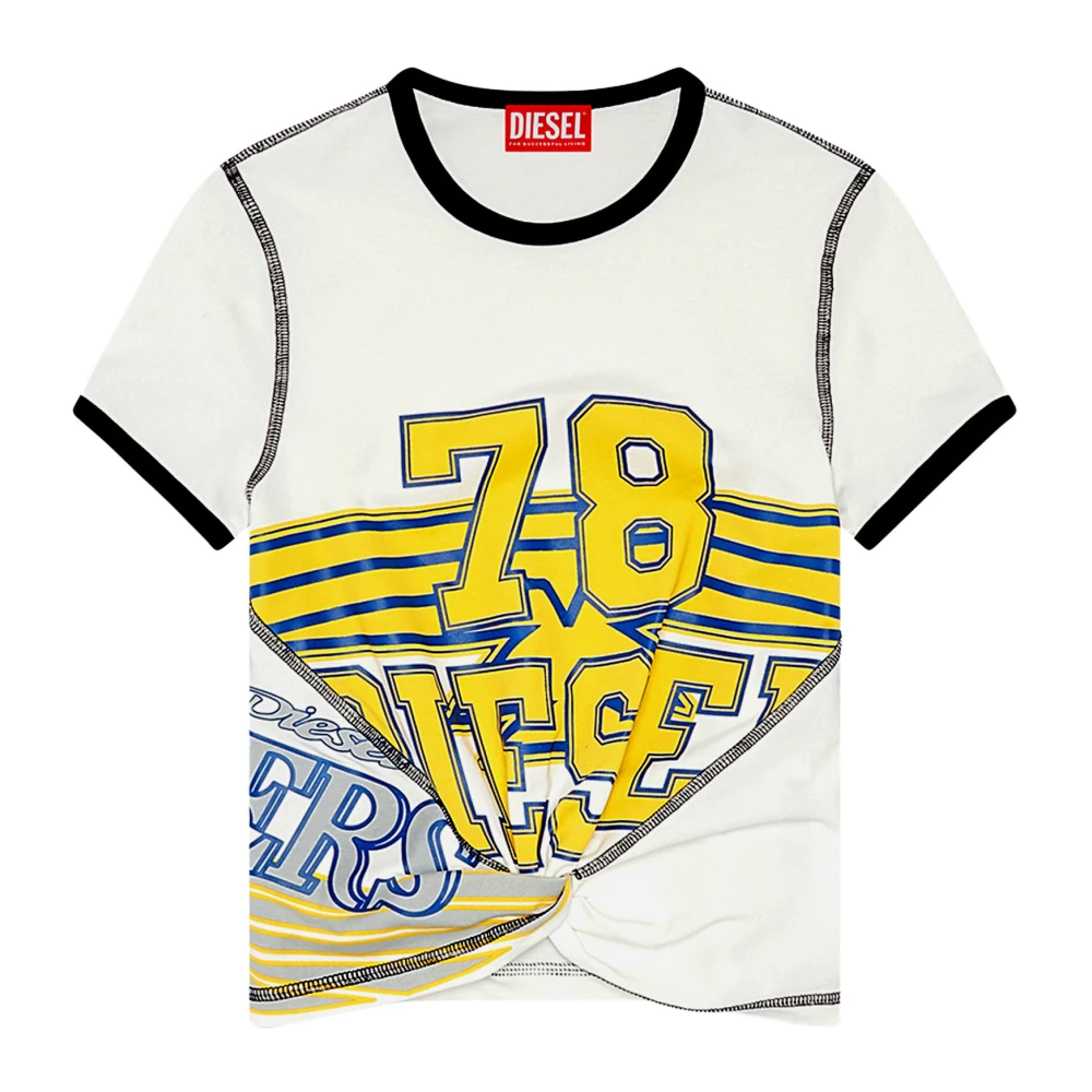 Diesel College T-shirt with twisted front White Dames