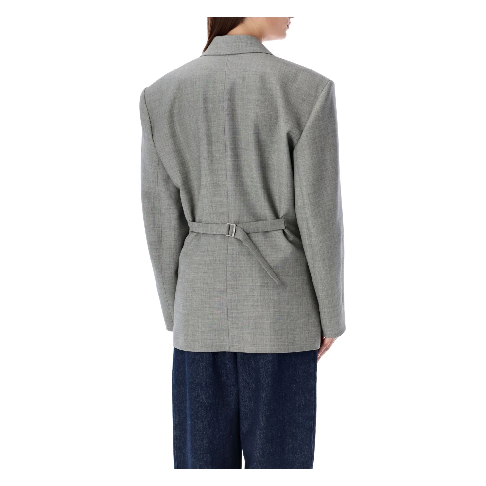 Magda Butrym Grijze Double-Breasted Blazer Jas Gray Dames