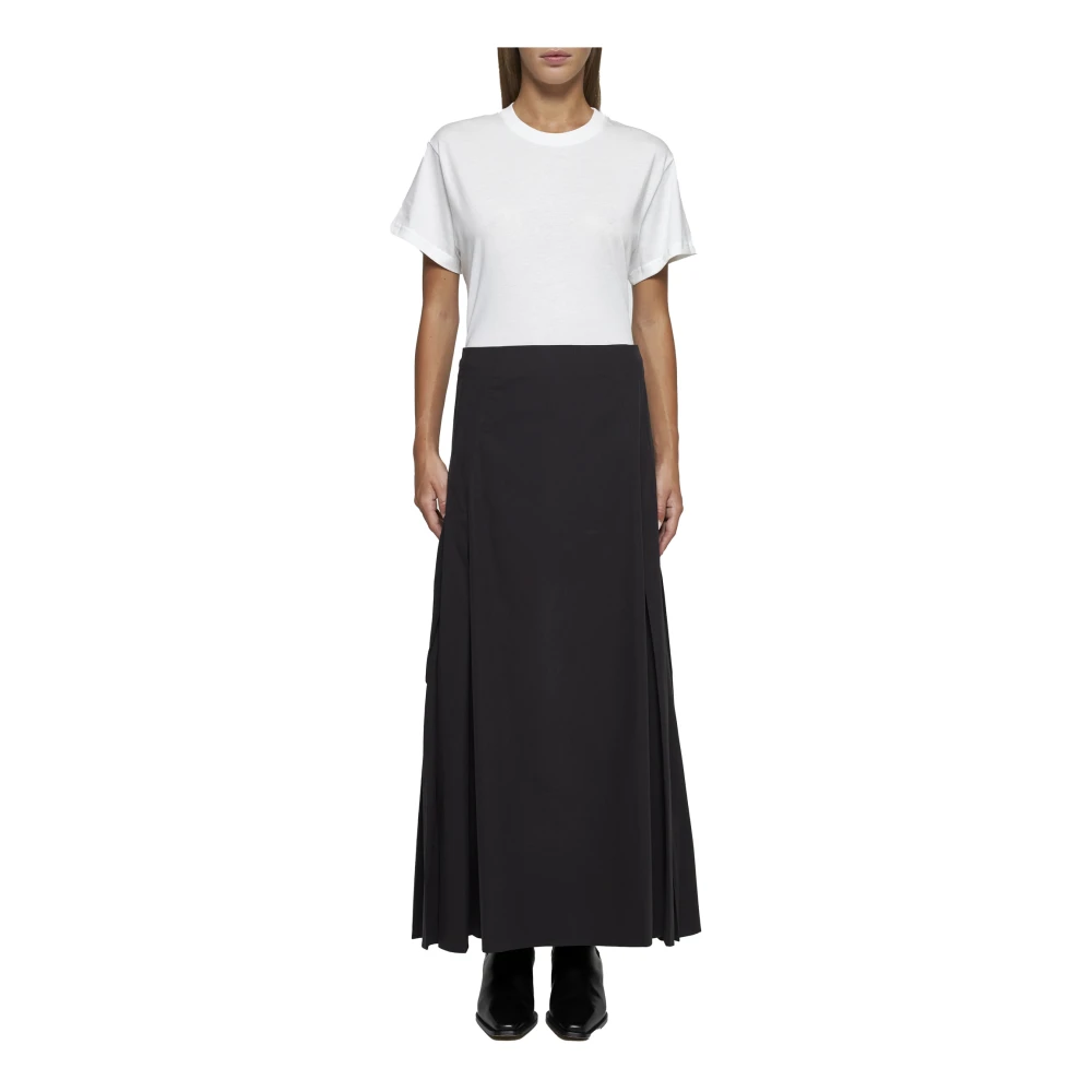 Studio Nicholson Geplooide Maxi Rok van Katoen Black Dames