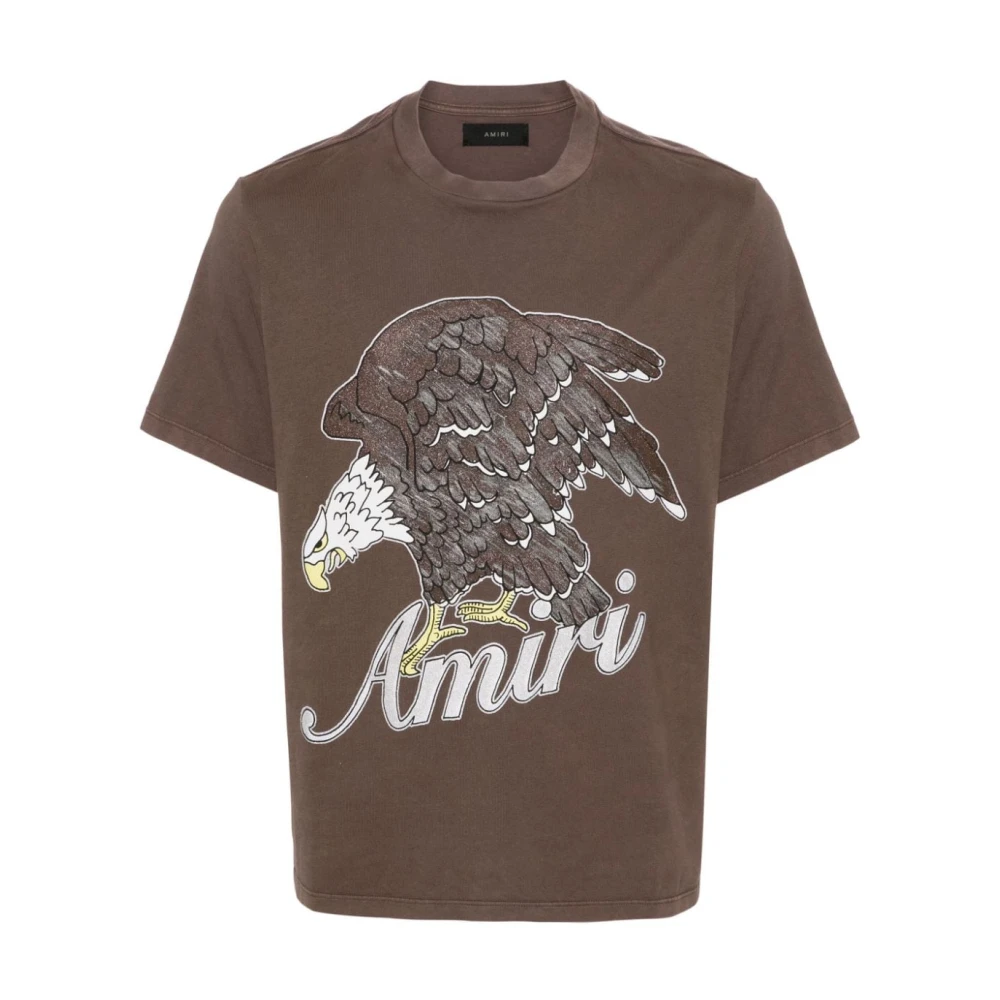 Amiri Bruine Katoenen Jersey T-shirt met Eagle Logo Brown Heren