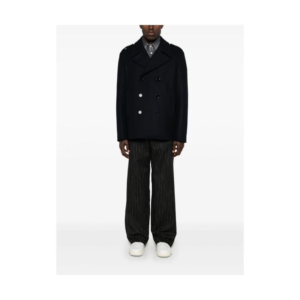 Dondup Navy Blauwe Wollen Jas Blue Heren