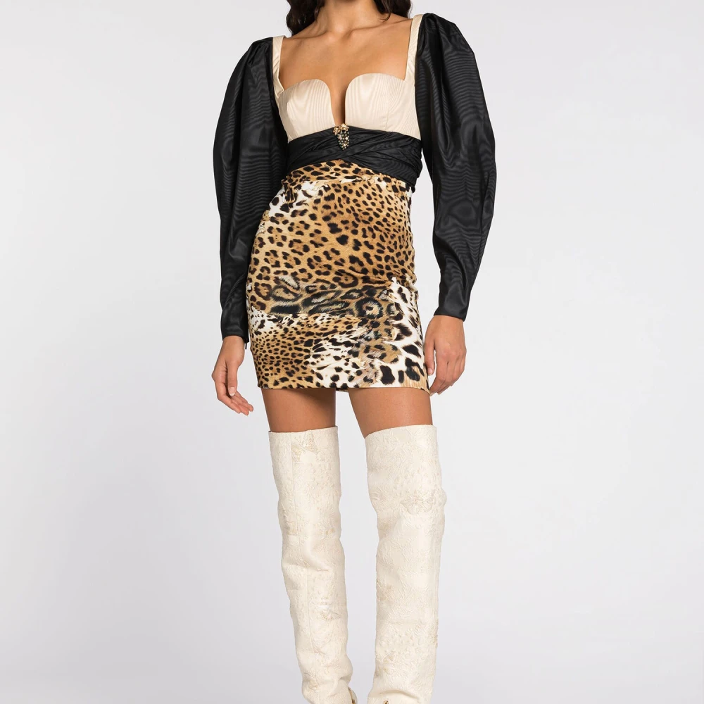 Roberto Cavalli Luipaardprint Mini Jurk Multicolor Dames