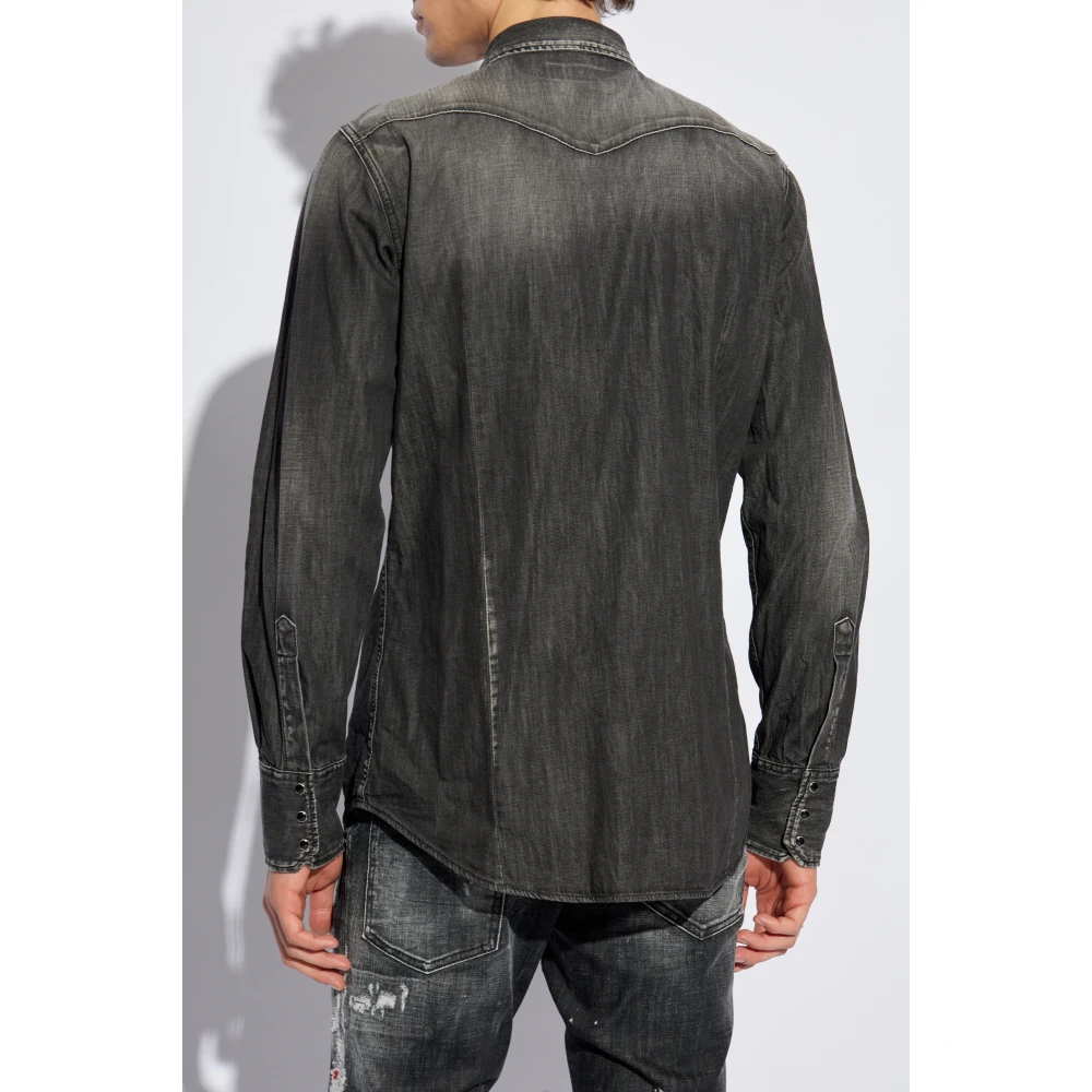 Dsquared2 Denim shirt met vintage effect Gray Heren