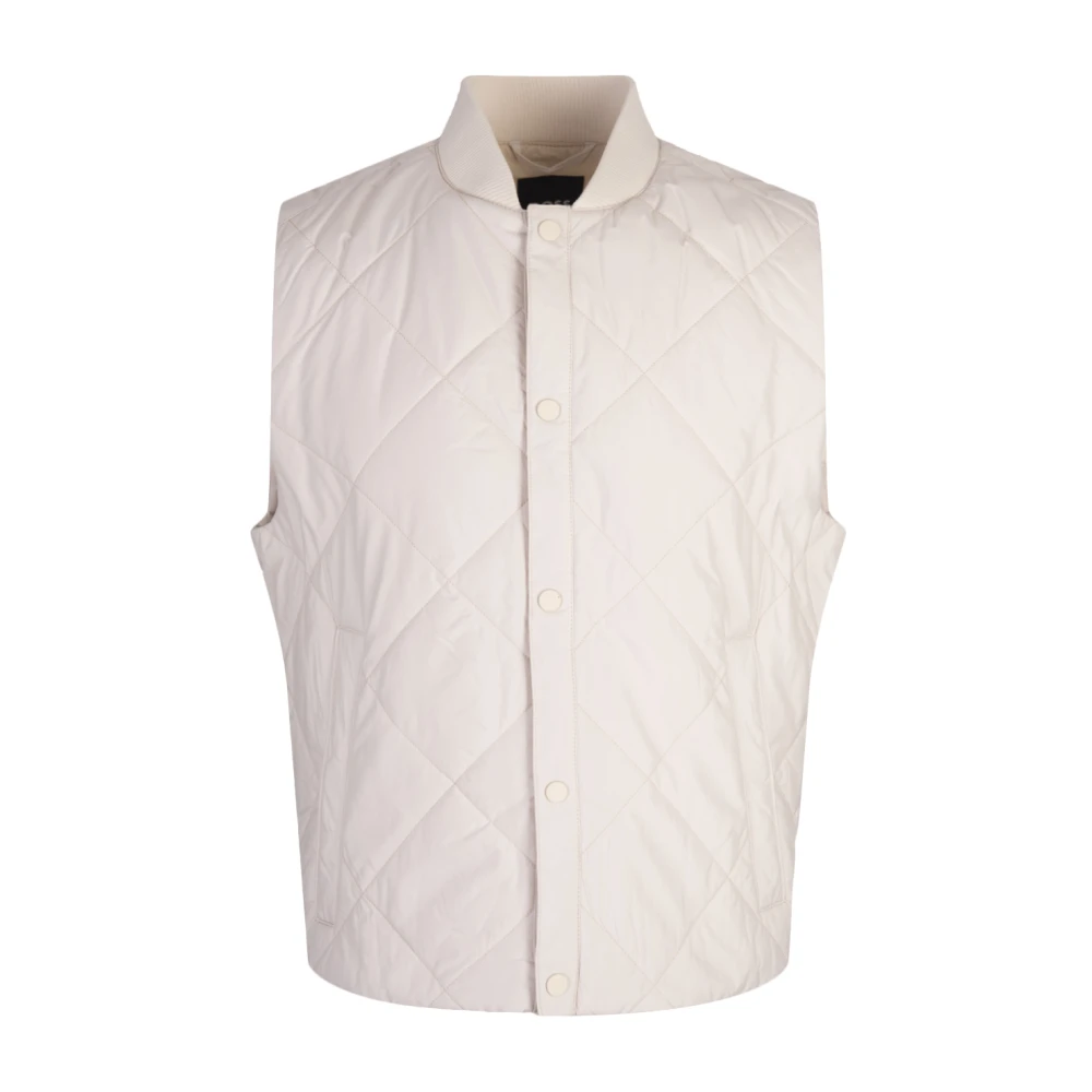 Hugo Boss Witte Waterdichte Gewatteerde Gilet Jas White Heren