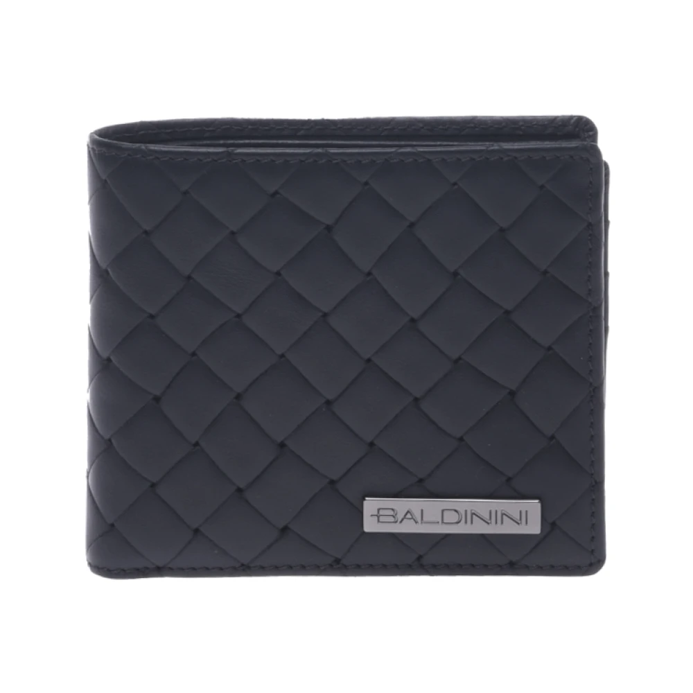 Baldinini Wallet in black woven print leather Black Heren