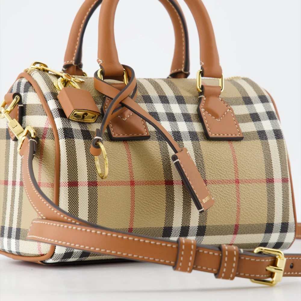Burberry Vintage Check Bowlingtas Beige Dames
