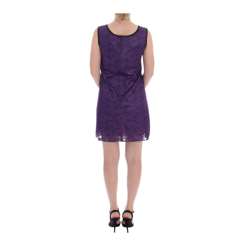 Dolce & Gabbana Paarse Kant Mini Jurk Purple Dames