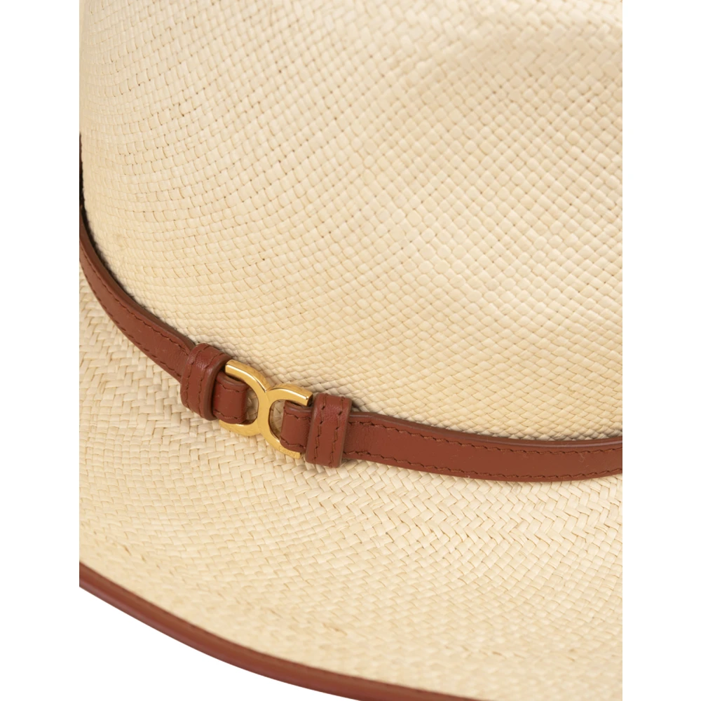 Chloé Bruine Fedora Hoed met Leren Rand Brown Dames