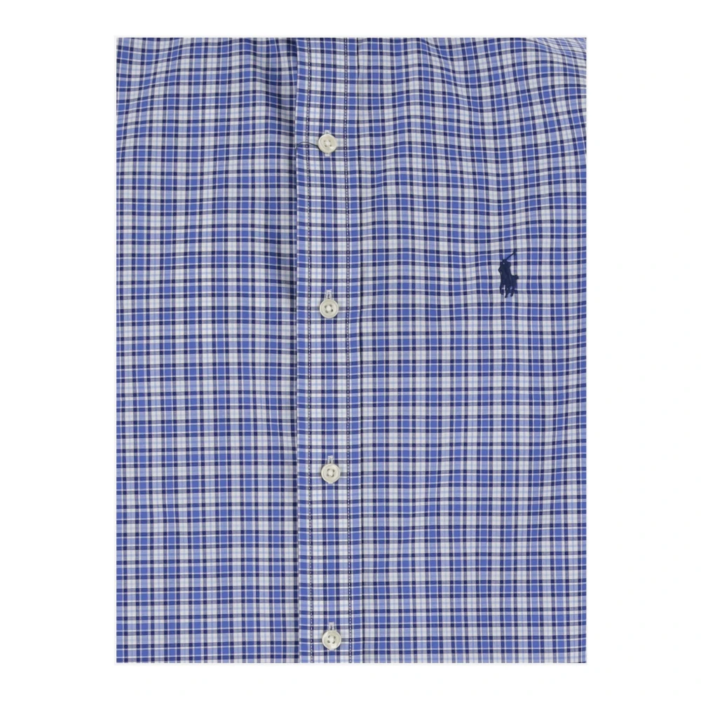 Polo Ralph Lauren Geruite katoenen overhemd met logodetail Blue Heren