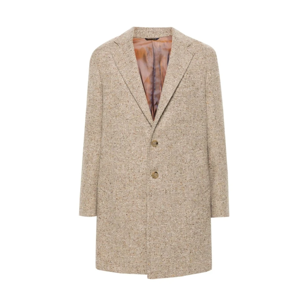 Gabo Napoli Bruine Wollen Jas Keperbinding Brown Heren