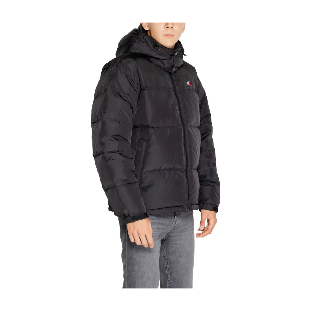 Tommy Jeans Zwarte Gerecyclede Polyester Jas Herfst Winter Collectie Black Heren