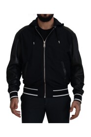 Black Polyester Hooded Blouson Coat Jacket