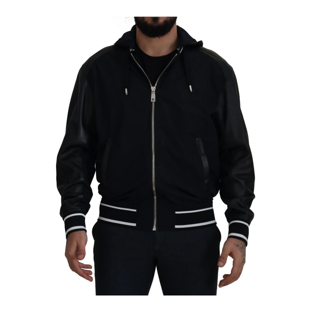 Dolce & Gabbana Men's Black Polyester Hooded Blouson Coat Jacket