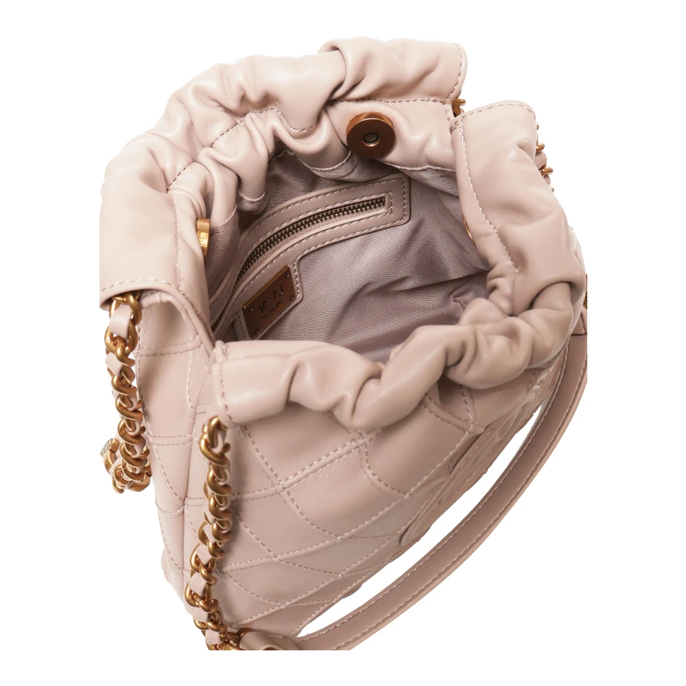 V73 Mini Hobo Tas met Matelassé Motief Beige Dames