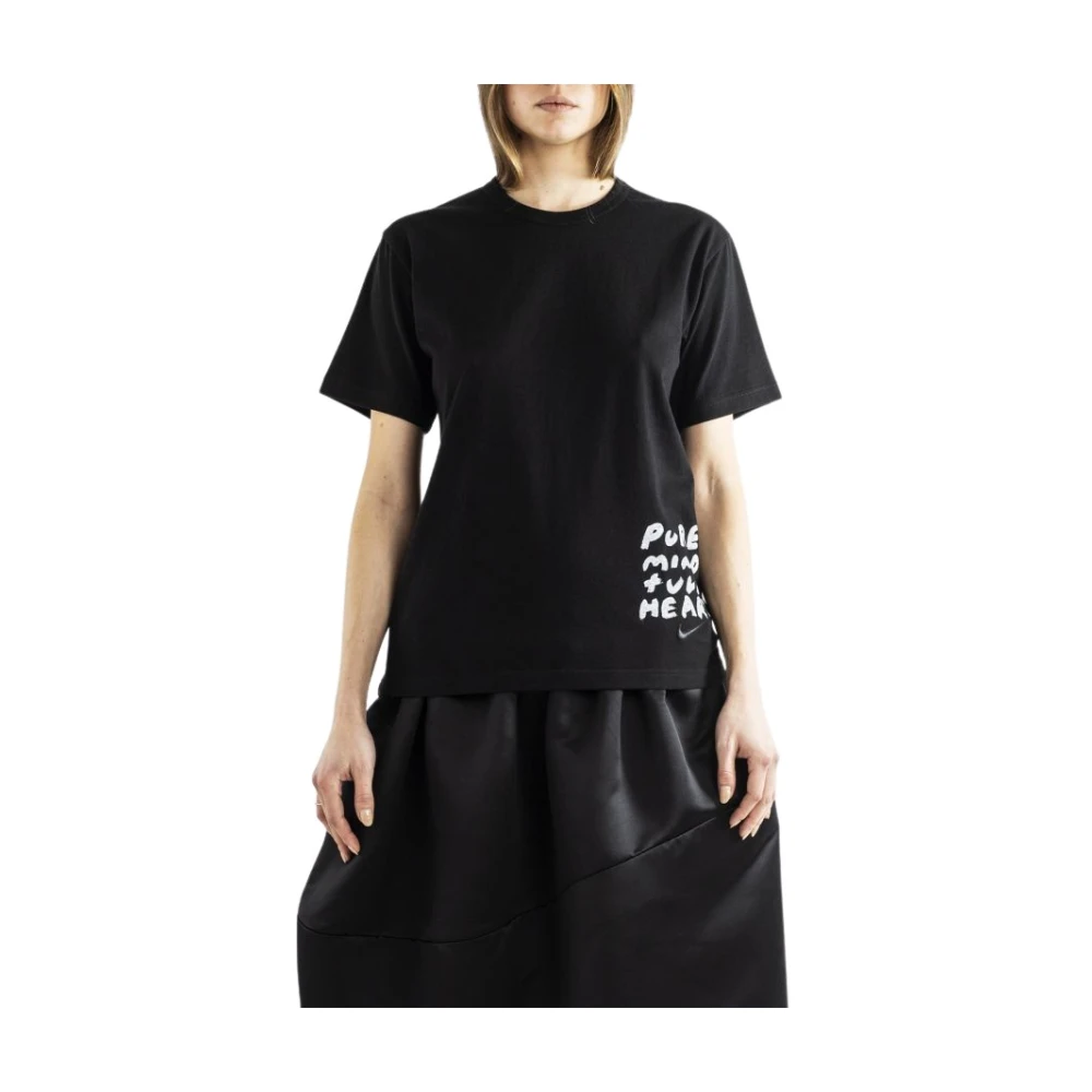 Comme des Garçons Zwart Nike T-shirt met geborduurde Swoosh Black Dames