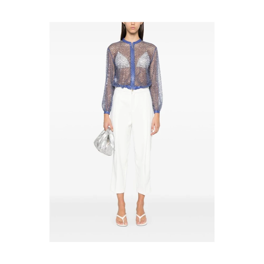 Elisabetta Franchi Ivoor Witte Crepe Tapered Leg Broek White Dames