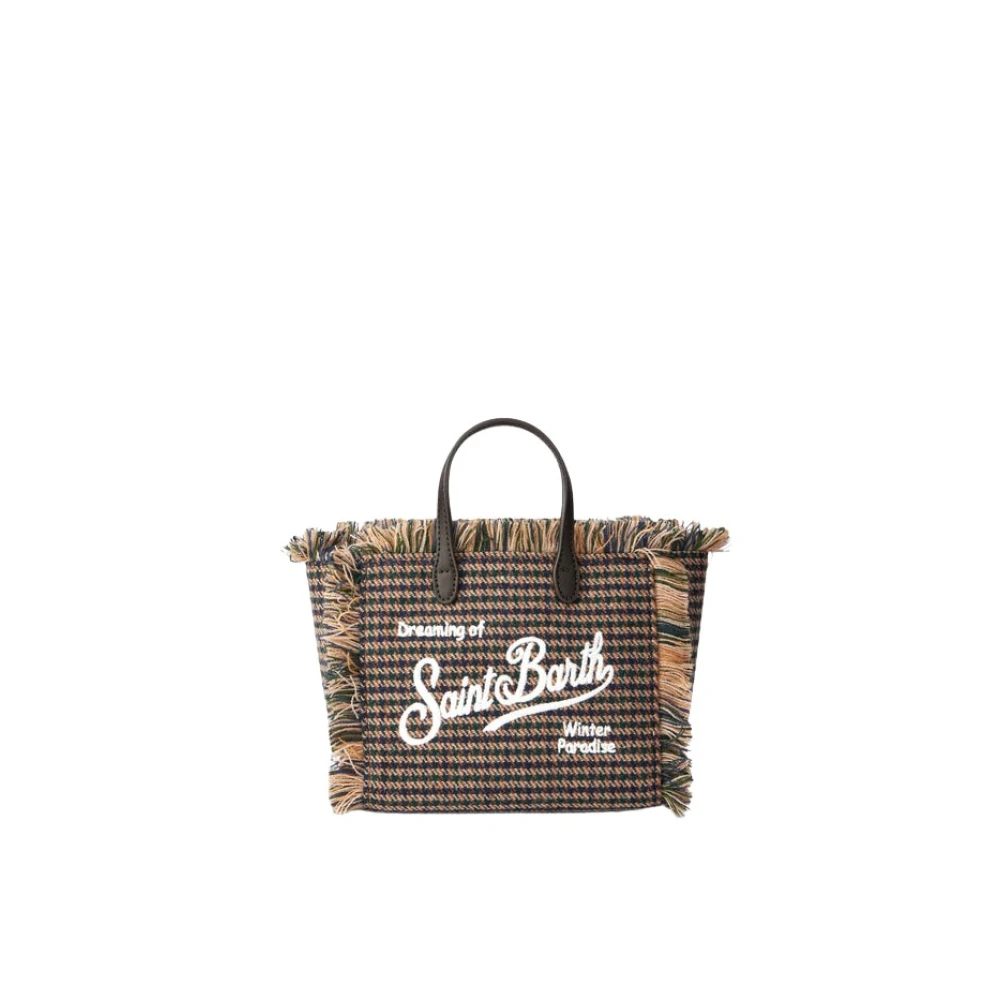 MC2 Saint Barth Mini Vanity Wollen Handtas met Houndstooth Beige Dames