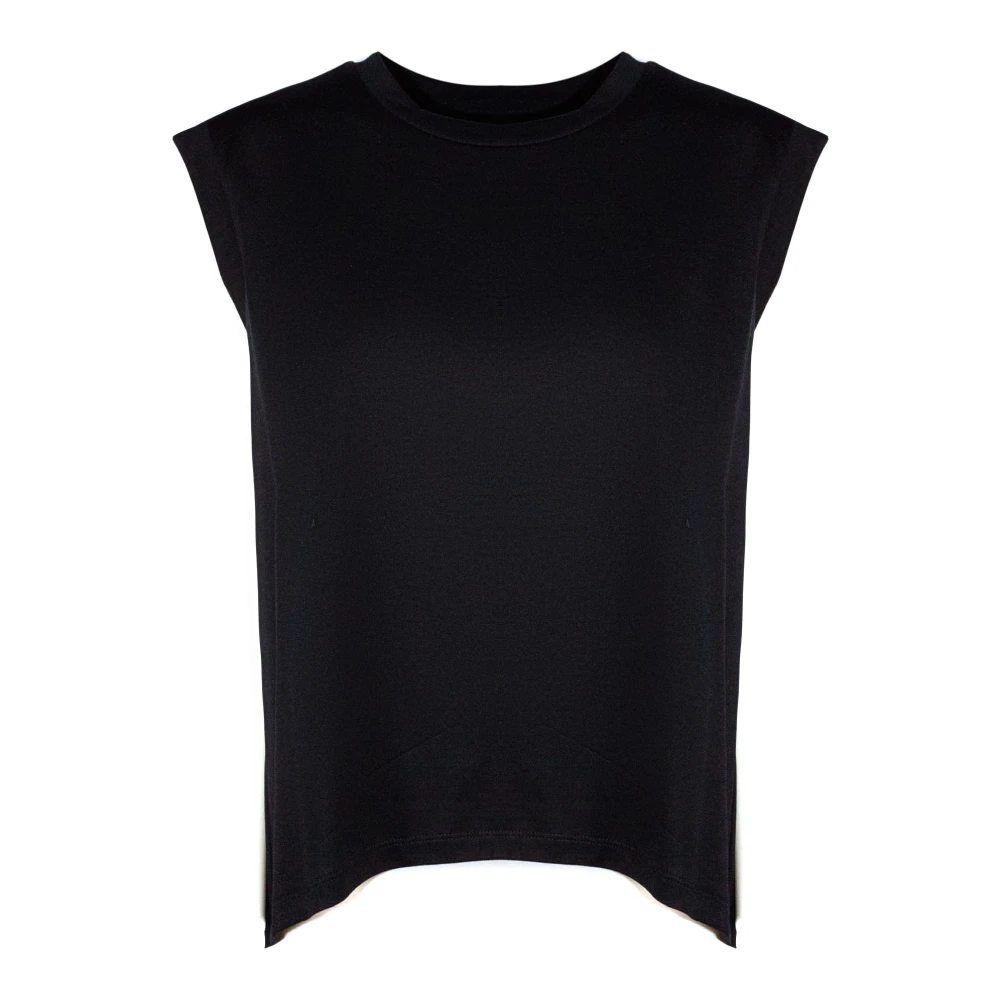 Dondup Women's Black Crew-Neck T-Shirt - Sleeveless Tops - Xs - Tops