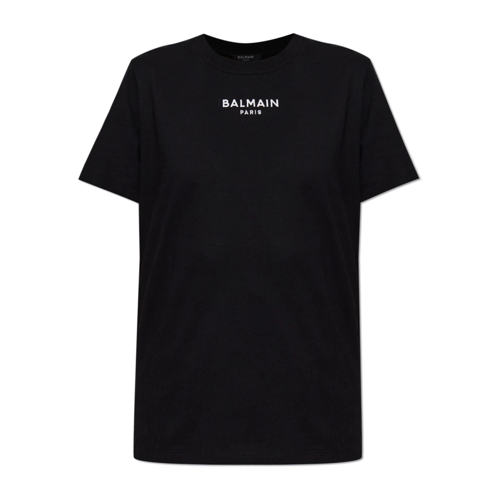 Balmain Donna Nero - T-Shirt Con Logo Ricamato - Tops - L