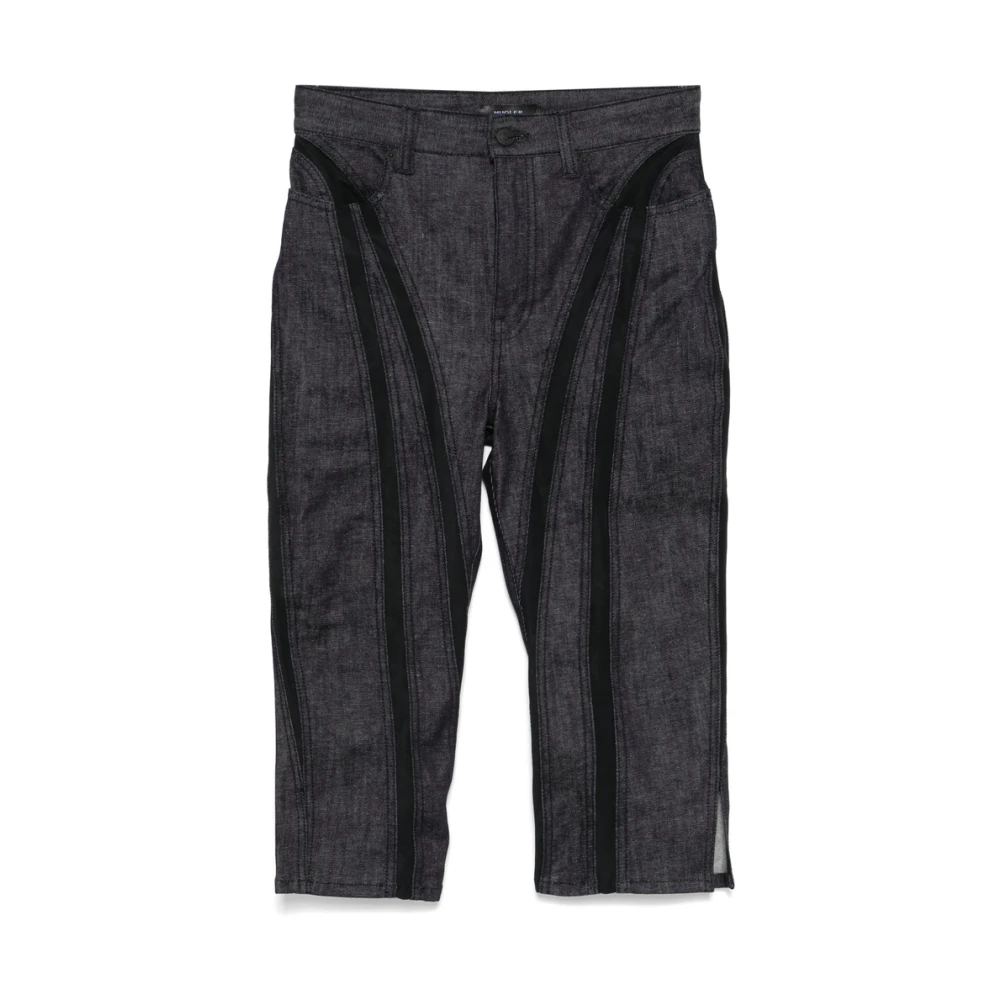 Mugler Zwarte Jeans met Logo Patch Black Dames