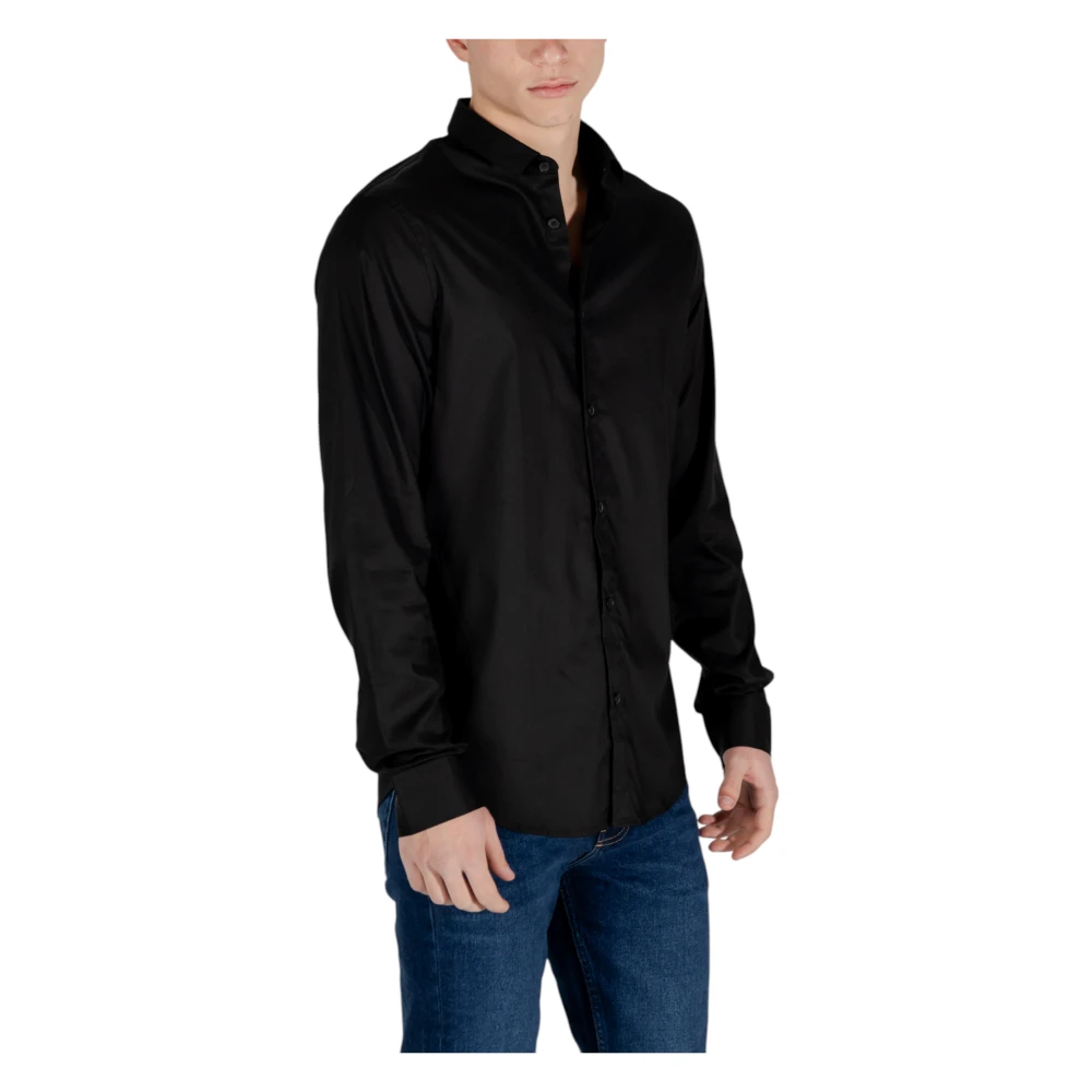 Armani Exchange Overhemd met lange mouwen Black Heren