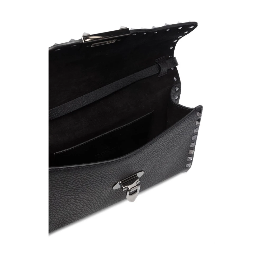Valentino Garavani Zwarte Rockstud Leren Schoudertas Black Dames