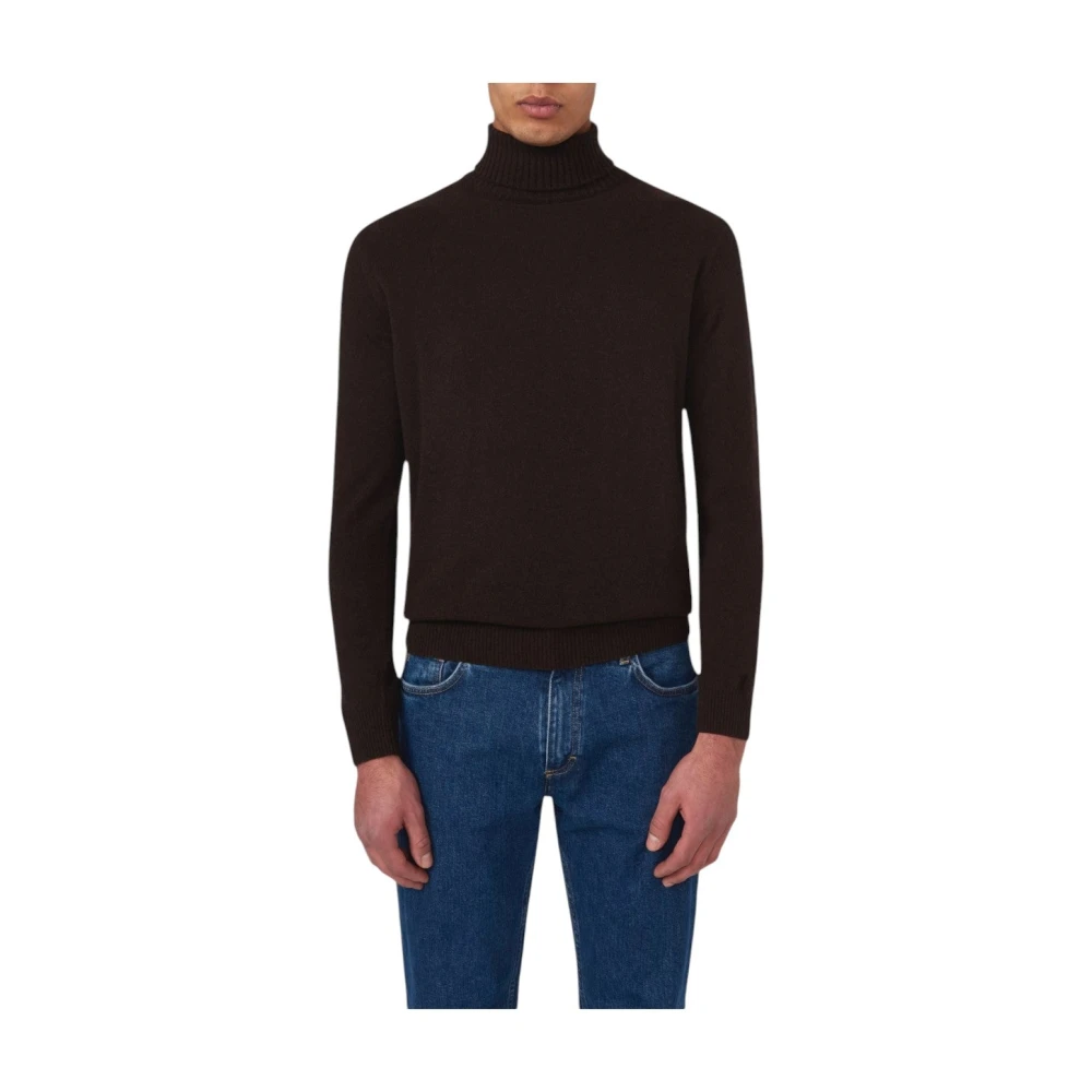 Oscar Jacobson Bruine Wol-Kasjmier Rolhals Trui Stijlvol en Elegant Brown Heren