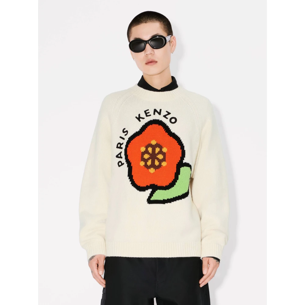 Kenzo Witte wollen sweatshirt met inleggrafiek White Heren