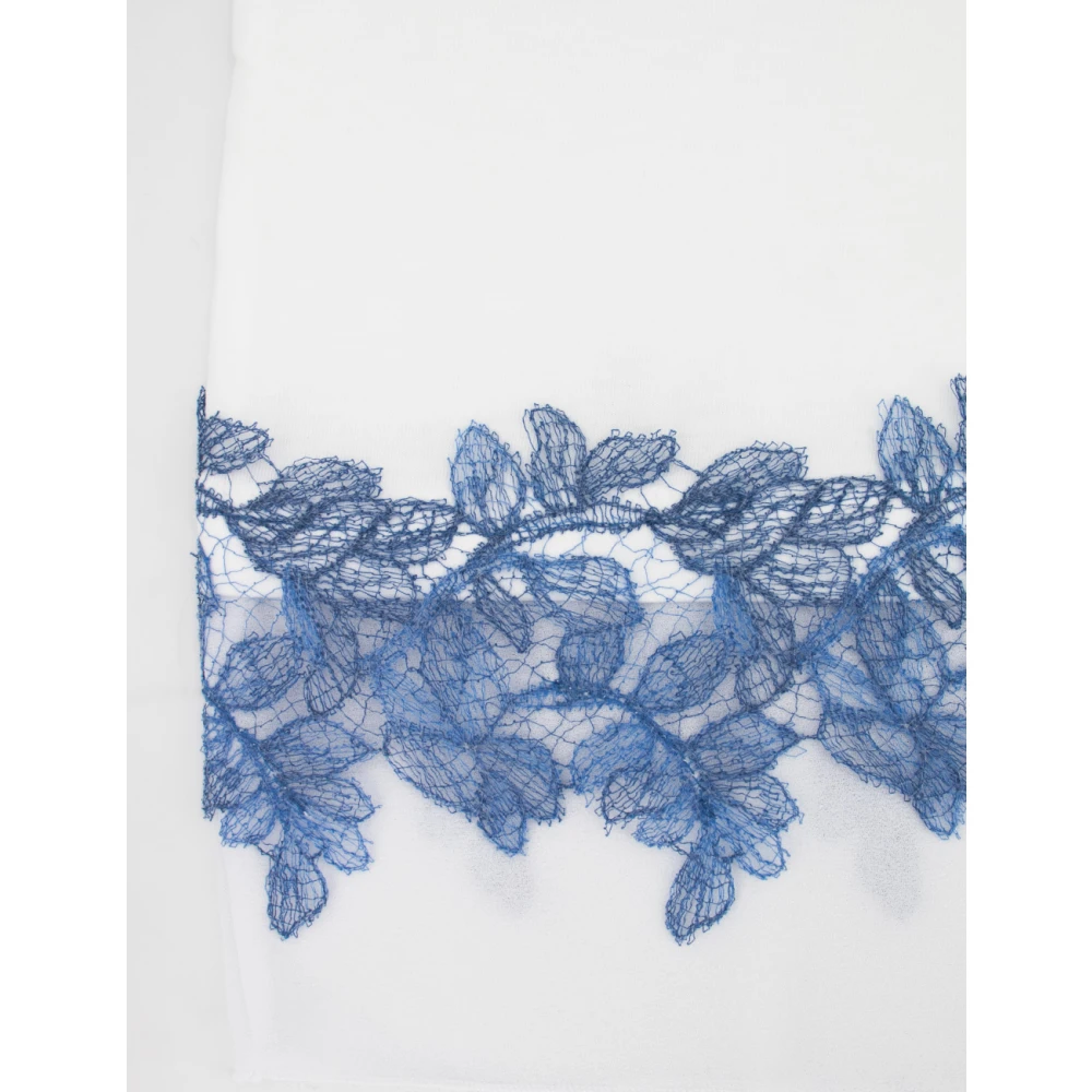 Ermanno Scervino Bloemenkant T-shirt met Elegante Stijl White Dames