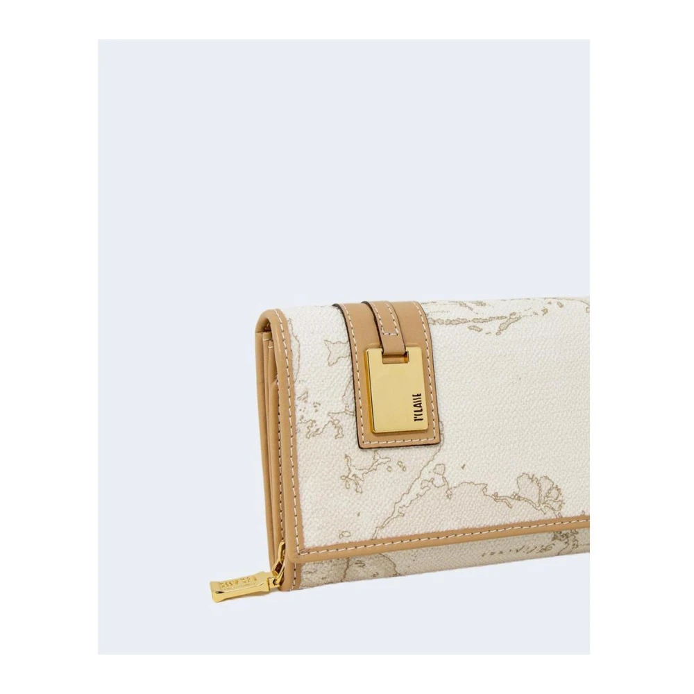 Alviero Martini 1a Classe Grote Katoen Leren Blend Portemonnee Beige Heren