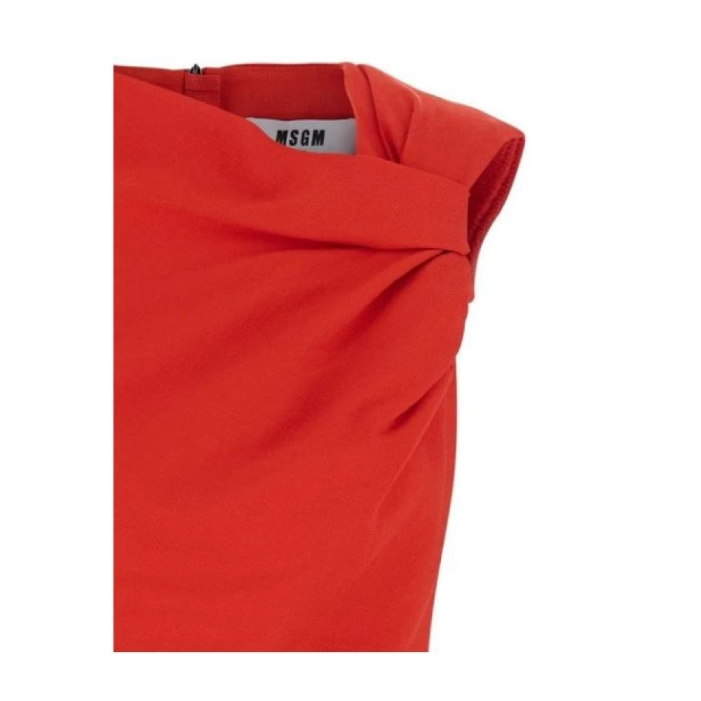 Msgm Rode Kruis-Design Asymmetrische Jurk Red Dames