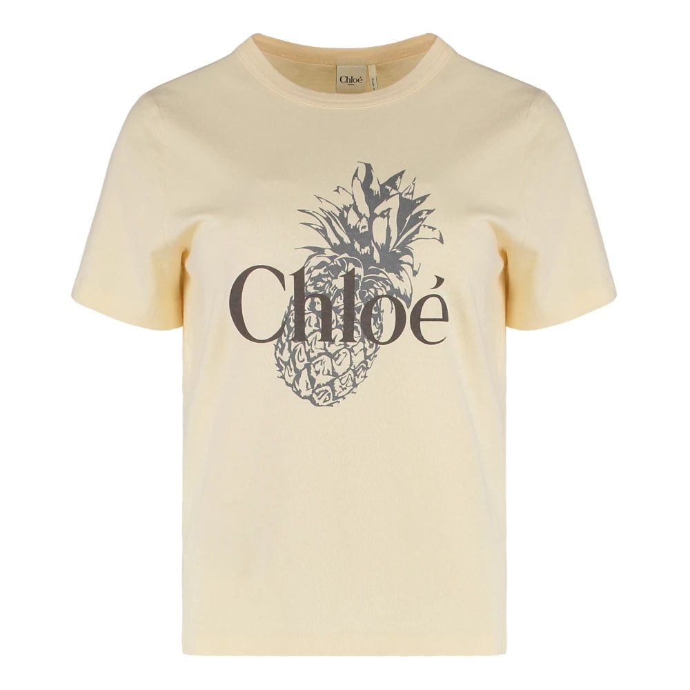 Chloé - Tops > T-Shirts - Beige - Chloé - Modalova