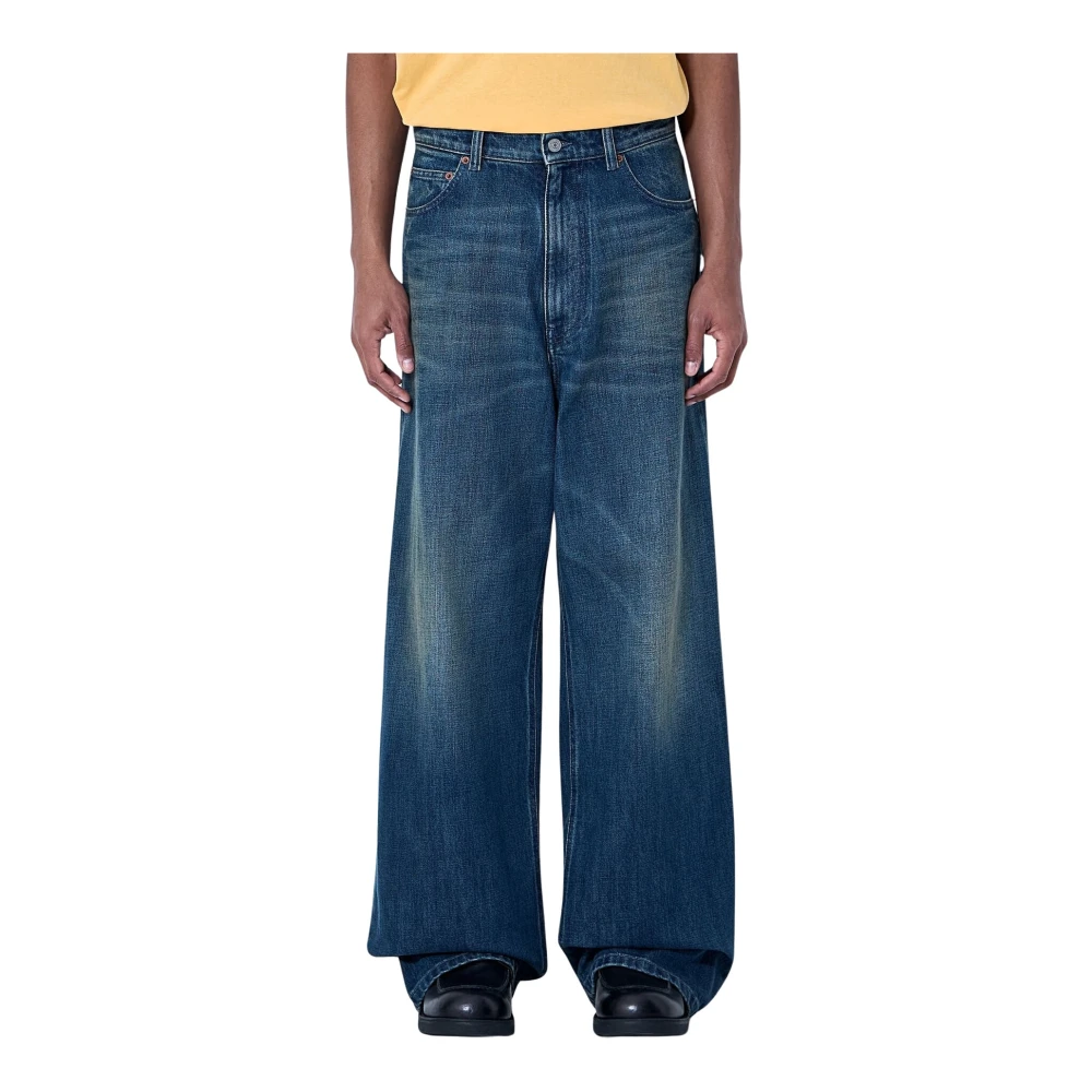 Mm6 Maison Margiela Men's Blue Wide Jeans, W30, Wide-Leg Denim Trousers