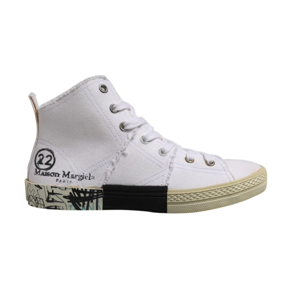 Maison Margiela Witte Canvas Mid Top Sneakers Dames Schoenen