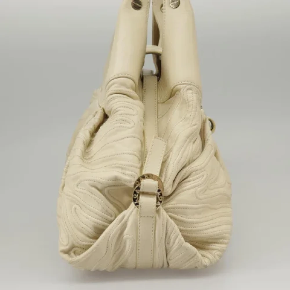 Bvlgari Vintage Pre-owned Leather handbags Beige Dames