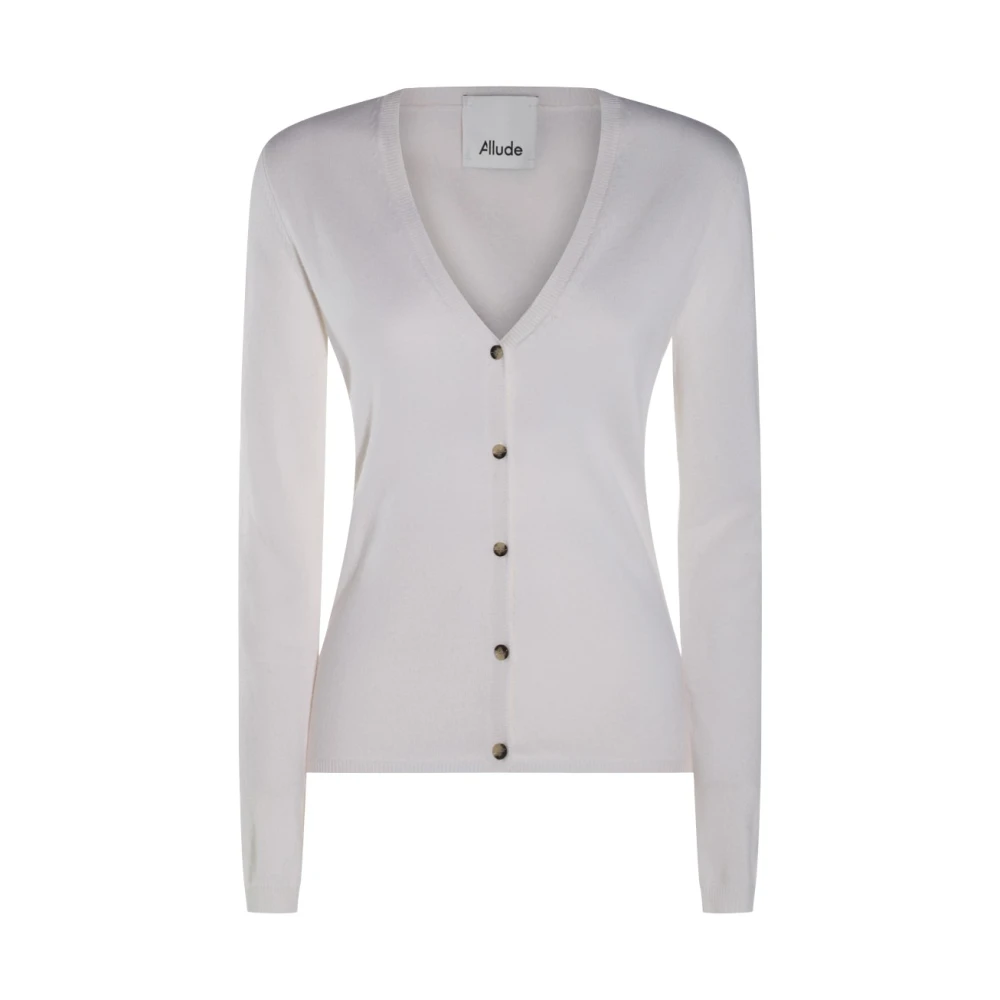 Allude Witte Wol V-Hals Trui White Dames