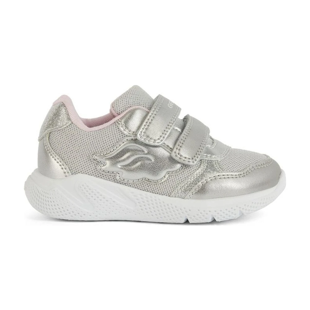 Geox Girls Gray Kids Sneakers, 22 Eu, Silver Sprintye Trainers