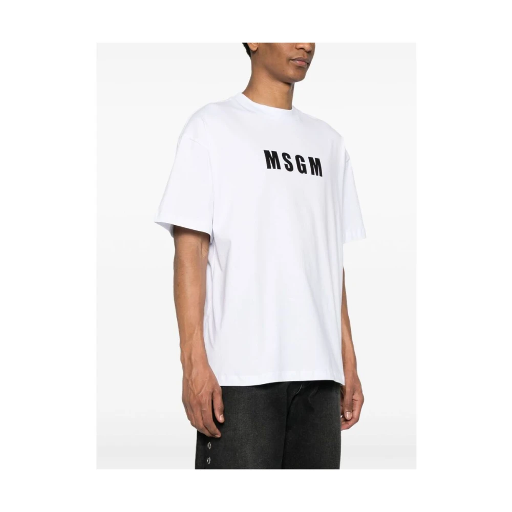 Msgm Logo Print T-shirt White Heren